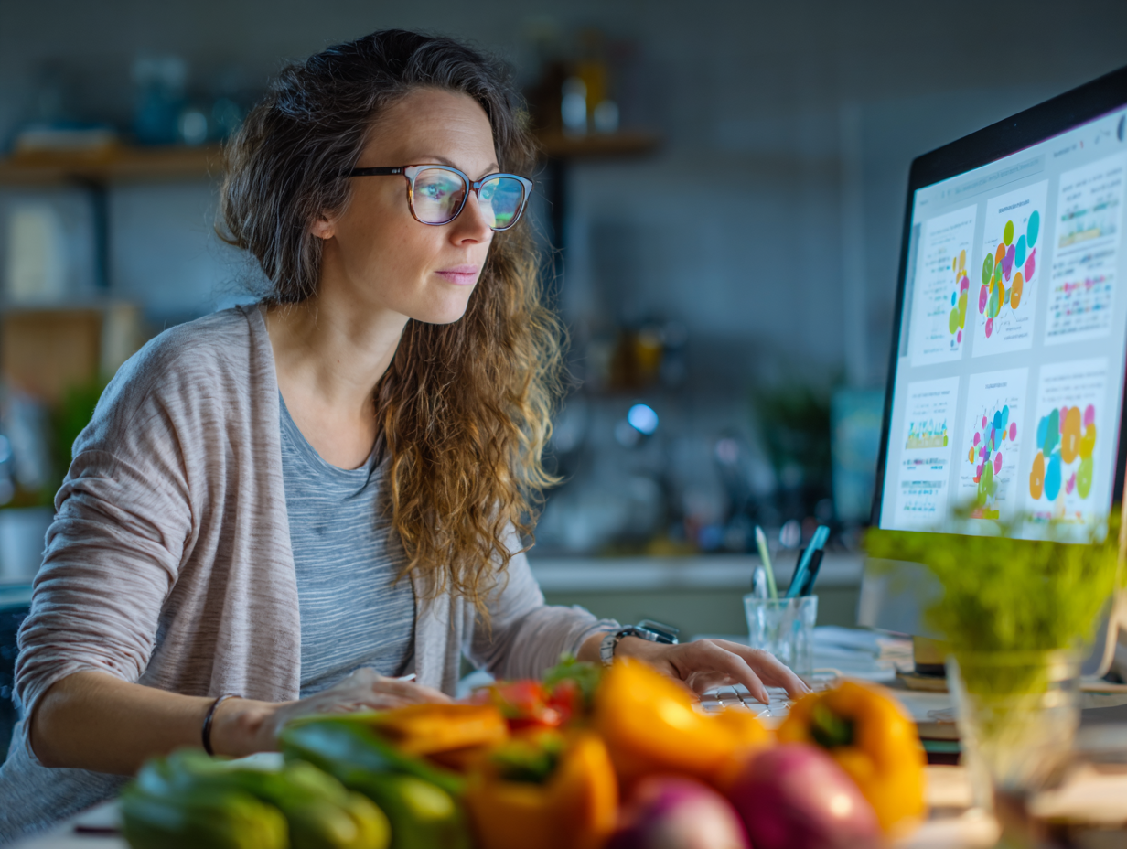 Різноманітні свіжі овочі та фрукти красиво викладені на столі